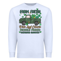 White farm fresh four leaf clovers Premium Sweatshirt - MaliasSmallBusiness