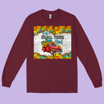 Just A Small Town Girl With Car Long Sleeve Tee Designed By Hra Design Shop