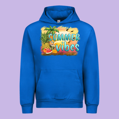 Summer Vibes Sunset And Fruits Urban Hoodie Designed By Barkaloodesign