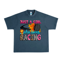 Midnight Navy just a girl who loves racing Urban Heavy Tee - Zillion Design Studio