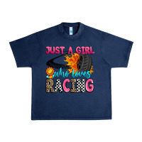 Navy just a girl who loves racing Urban Heavy Tee - Zillion Design Studio