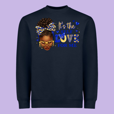 Heavyweight Sweatshirt sorority colors blue and gold it's the self love f