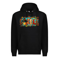 Black gobble with thanksgiving turkeys Premium Hoodie - MaliasSmallBusiness