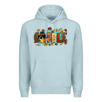 Blue Mist gobble with thanksgiving turkeys Premium Hoodie - MaliasSmallBusiness