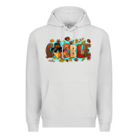 Dove Grey gobble with thanksgiving turkeys Premium Hoodie - MaliasSmallBusiness