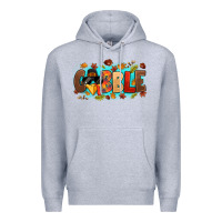 Heather Grey gobble with thanksgiving turkeys Premium Hoodie - MaliasSmallBusiness