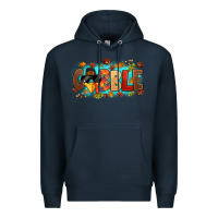 Navy gobble with thanksgiving turkeys Premium Hoodie - MaliasSmallBusiness