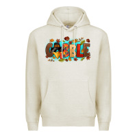 Oatmeal Heather gobble with thanksgiving turkeys Premium Hoodie - MaliasSmallBusiness