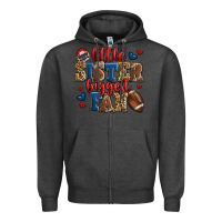 Charcoal Heather little sister biggest fan american football Zipper Hoodie - Jasminsmagicworld