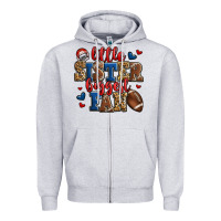 Heather Grey little sister biggest fan american football Zipper Hoodie - Jasminsmagicworld