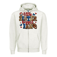 Oatmeal Heather little sister biggest fan american football Zipper Hoodie - Jasminsmagicworld