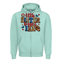 Seafoam little sister biggest fan american football Zipper Hoodie - Jasminsmagicworld