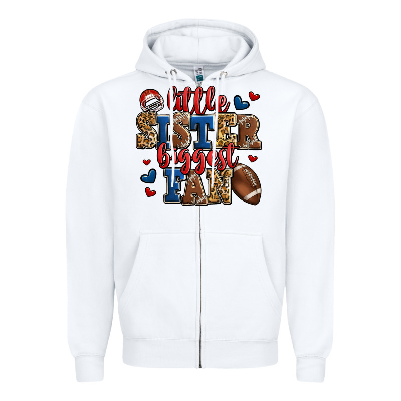 Little Sister Biggest Fan American Football Zipper Hoodie by Jasminsmagicworld | Teevron