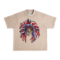 French Oak american flag indian headdress with skull Urban Heavy Tee - RanaPortraitStore
