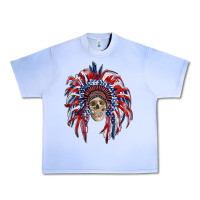Grape Ice american flag indian headdress with skull Urban Heavy Tee - RanaPortraitStore