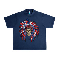 Navy american flag indian headdress with skull Urban Heavy Tee - RanaPortraitStore
