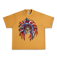Peanut Butter american flag indian headdress with skull Urban Heavy Tee - RanaPortraitStore