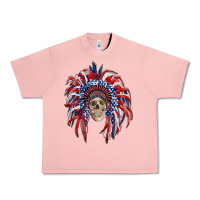 Salmon american flag indian headdress with skull Urban Heavy Tee - RanaPortraitStore