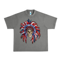 Tornado american flag indian headdress with skull Urban Heavy Tee - RanaPortraitStore