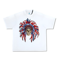 White american flag indian headdress with skull Urban Heavy Tee - RanaPortraitStore