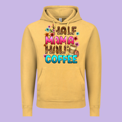 Half Mama Half Coffee Vintage Hoodie Designed By Zillion Design Studio