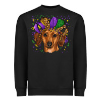 Black mardi gras hat dachshund Heavyweight Sweatshirt - RanaPortraitStore