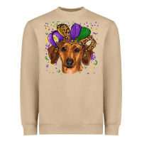 Mushroom mardi gras hat dachshund Heavyweight Sweatshirt - RanaPortraitStore