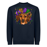 Navy mardi gras hat dachshund Heavyweight Sweatshirt - RanaPortraitStore