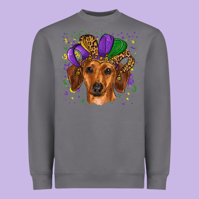 Heavyweight Sweatshirt mardi gras hat dachshund