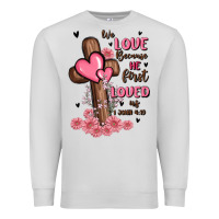 Dove Grey valentine cross Premium Sweatshirt - MaliasSmallBusiness
