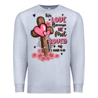 Heather Grey valentine cross Premium Sweatshirt - MaliasSmallBusiness