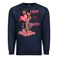 Navy valentine cross Premium Sweatshirt - MaliasSmallBusiness