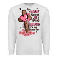 Oatmeal Heather valentine cross Premium Sweatshirt - MaliasSmallBusiness