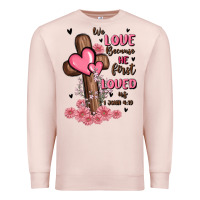 Pale Pink valentine cross Premium Sweatshirt - MaliasSmallBusiness