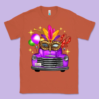 Mardi Gras Truck Leopard Mask Classic Tee Designed By Fadigitalartstudio