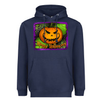 Navy Happy Halloween Pumpkin Heavyweight Hoodie - Jasminsmagicworld