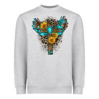 Heather Grey gemstone cross Heavyweight Sweatshirt - Zillion Design Studio
