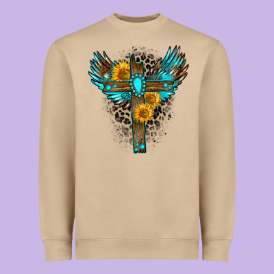 Gemstone Cross Heavyweight Sweatshirt Designed By Zillion Design Studio