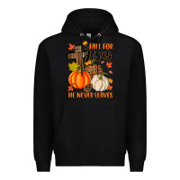 Black fall for jesus he never leaves Premium Hoodie - MaliasSmallBusiness