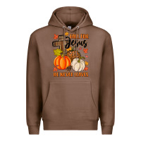Chestnut fall for jesus he never leaves Premium Hoodie - MaliasSmallBusiness
