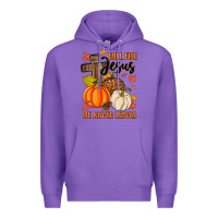 Purple fall for jesus he never leaves Premium Hoodie - MaliasSmallBusiness