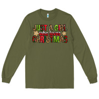 Army Green just a girl who loves christmas with cookies Long Sleeve Tee - FaDigitalArtStudio