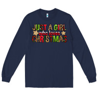 Navy just a girl who loves christmas with cookies Long Sleeve Tee - FaDigitalArtStudio