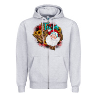 Heather Grey santa texas map Zipper Hoodie - JahusDesignShop