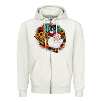 Oatmeal Heather santa texas map Zipper Hoodie - JahusDesignShop
