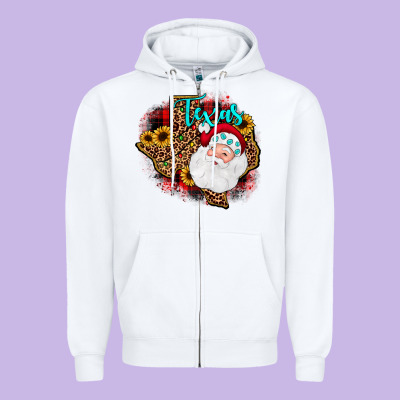 Santa Texas Map Zipper Hoodie Designed By Jahusdesignshop