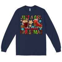 Navy just a girl who loves christmas Long Sleeve Tee - FaDigitalArtStudio