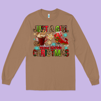 Just A Girl Who Loves Christmas Long Sleeve Tee Designed By Fadigitalartstudio