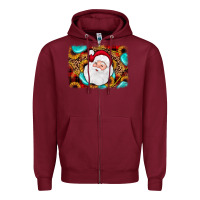 Burgundy santa background Zipper Hoodie - JahusDesignShop