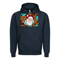 Navy santa background Zipper Hoodie - JahusDesignShop